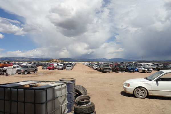 A view of the salvage yard at A-1 Auto and Truck Recyclers near Penrose, CO